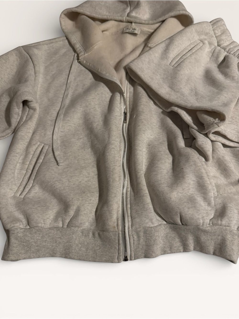 Neutral Beige Hoodie & Shorts Set - Picture 2 of 7
